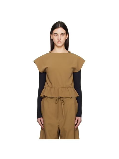 MM6 Maison Margiela Green Fluid Ruffle Blouse
