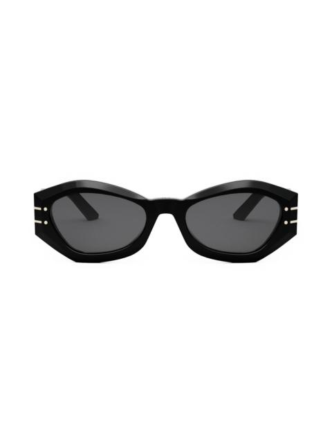 'DiorSignature B1U 55mm Butterfly Sunglasses in Shiny Black /Smoke at Nordstrom