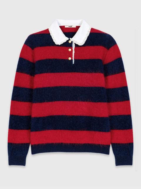 maje Fluffy sweater with poplin collar