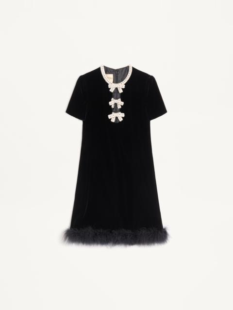 Valentino SHORT DRESS IN EMBROIDERED SABLÉ VELVET