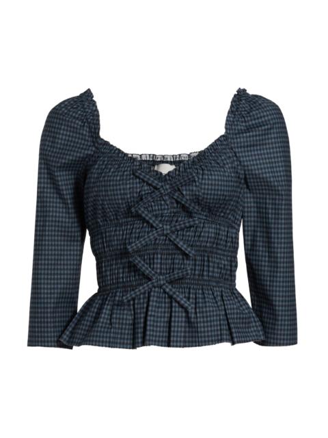 Reformation Women's Lauryn Gingham Peplum Top - Dark Slate Check