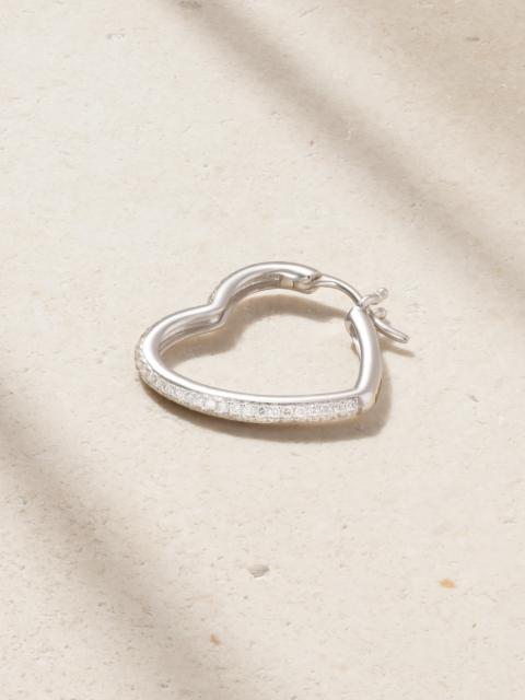 Yvonne Léon Créole Coeur 18-karat White Gold Diamond Single Hoop Earring