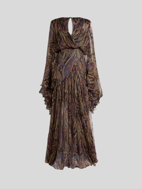 Etro SILK LONG DRESS WITH RUFFLES AND PAISLEY MOTIF