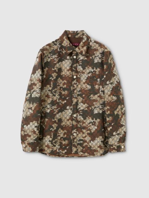 GUCCI GG marbled cotton denim jacquard shirt