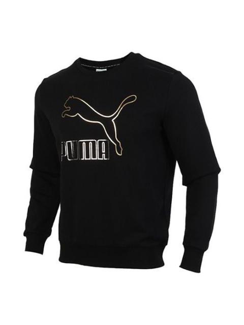 PUMA Classics Printed Pullover Fleece Men Black/Gold 599296-56