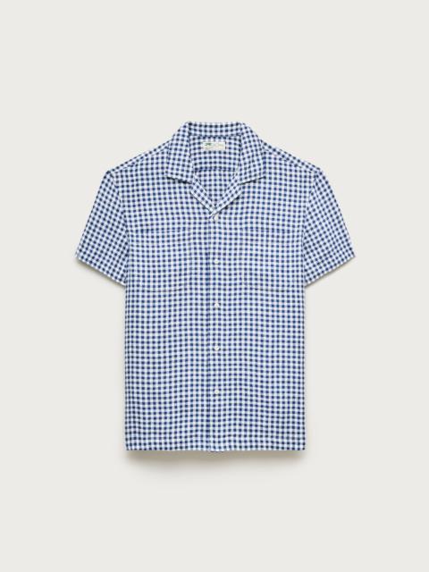 J.CREW Short-sleeve linen camp-collar shirt in gingham