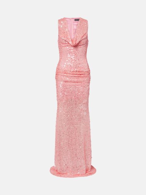 David Koma Sequined draped gown