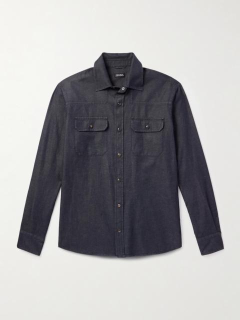 ZEGNA Slim-Fit Cotton and Linen-Blend Twill Shirt