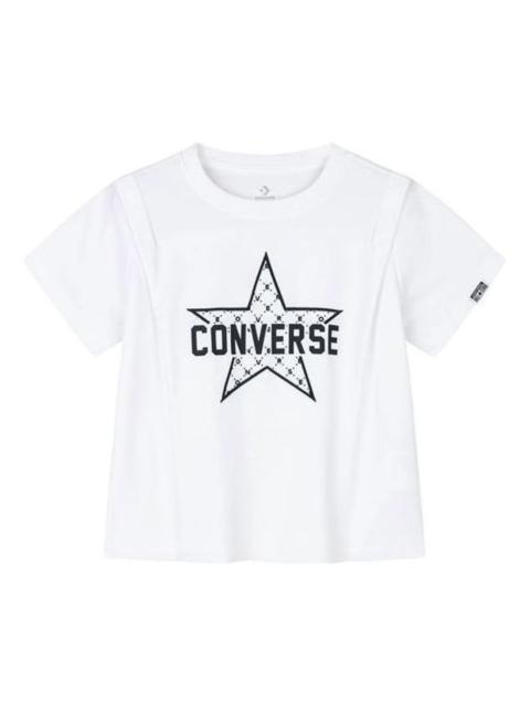 Converse (WMNS) 가로 로고 인쇄 티셔츠 'White Black' CV2422055GS-002