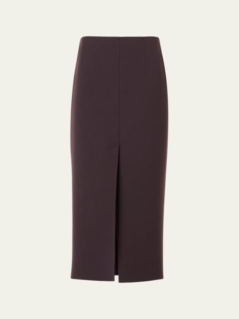 AKRIS Wool Double-Face Slit Midi Pencil Skirt
