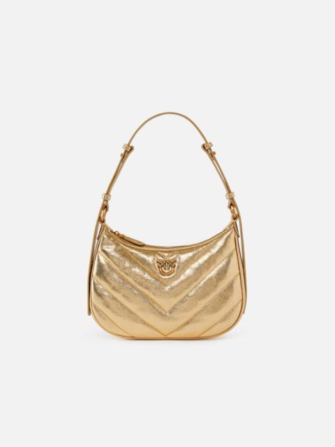 PINKO HALF MOON SMALL SHOULDER BAG IN LAMINATED LEATHER