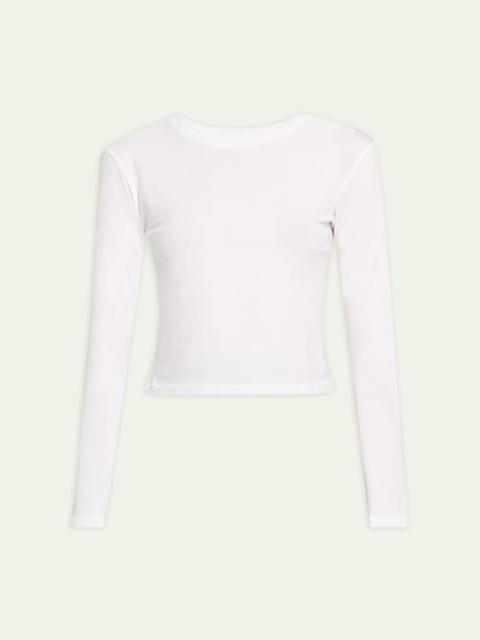 AMO Babe Cropped Long-Sleeve Cotton Tee