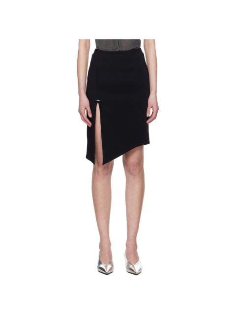 MUGLER Black Asymmetrical Pierced Midi Skirt