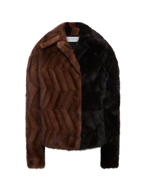 GABRIELA HEARST Torstein Coat in Black & Chocolate Recycled Mink Fur
