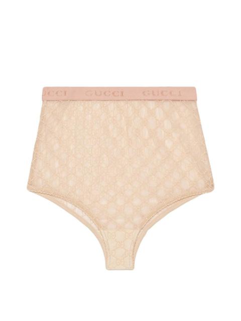 GUCCI High Waist Lace Panties Pale Pink