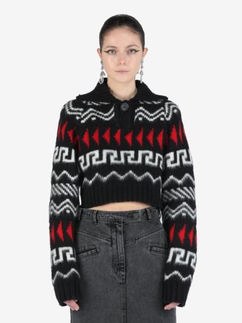 N°21 JACQUARD-KNIT CROPPED SWEATER