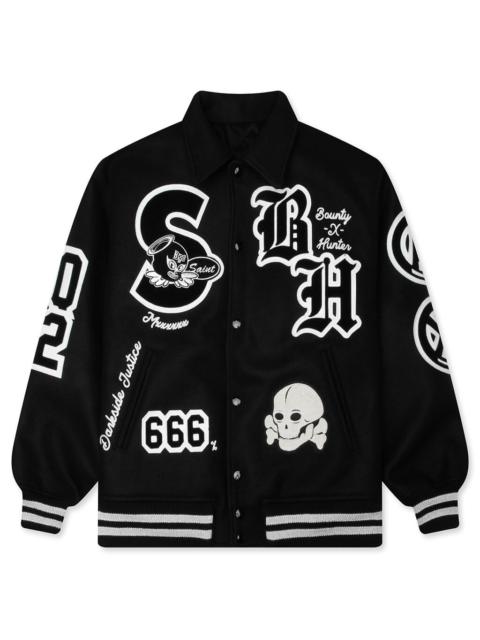 SAINT M×××××× SAINT M6 X BOUNTY HUNTER SNT HUNTER VARSITY JACKET - BLACK