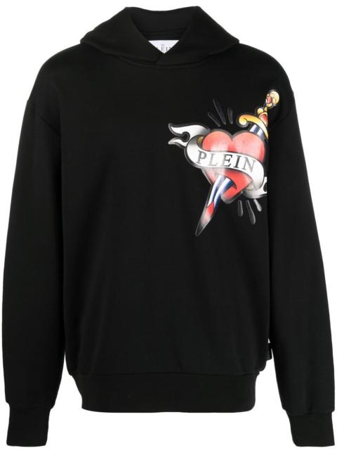 PHILIPP PLEIN heart & dagger-print hoodie