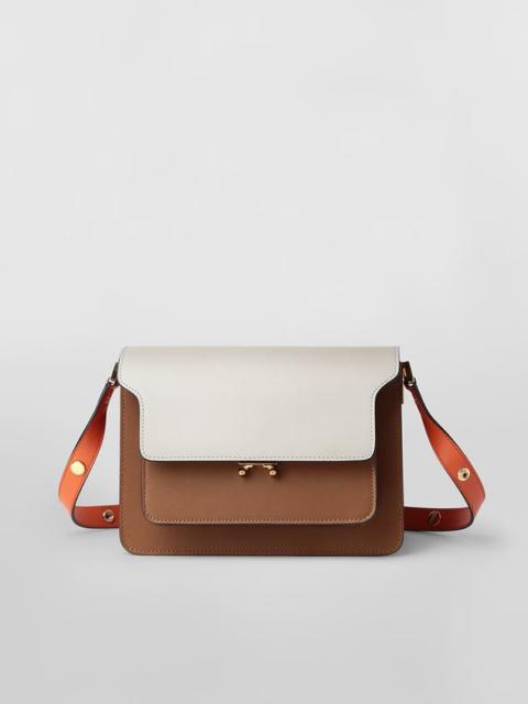 Marni TRUNK BAG IN SMOOTH CALF WHITE BROWN AND ORANGE
