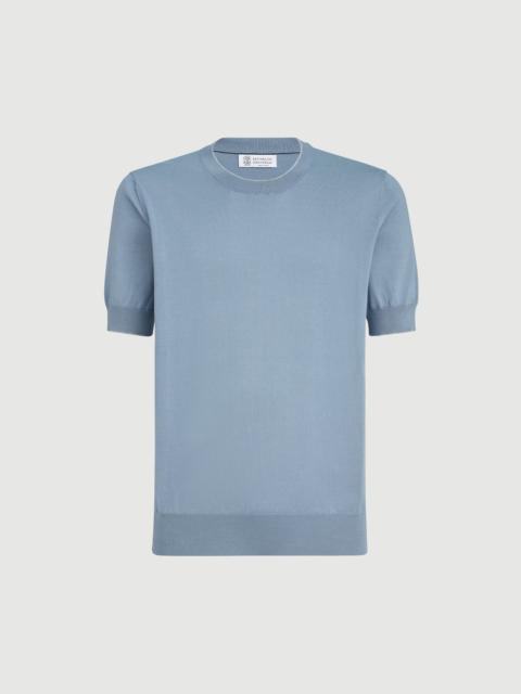 Brunello Cucinelli Cotton lightweight knit T-shirt with contrast details