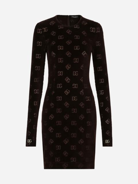 Dolce & Gabbana Short chenille jacquard dress with DG logo