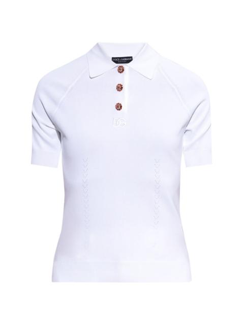 Dolce & Gabbana crystal-button polo shirt