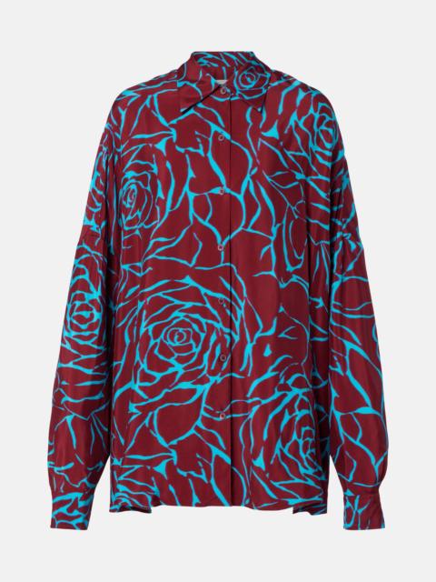 Dries Van Noten Printed oversized satin shirt