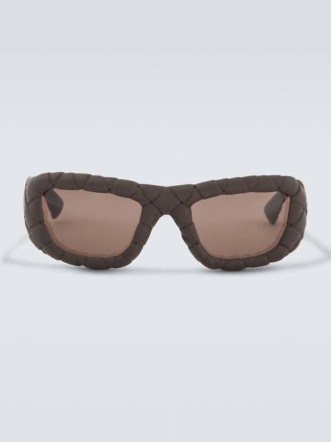 Bottega Veneta Intrecciato rectangular sunglasses