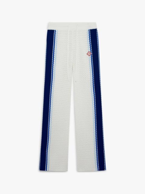 CASABLANCA White & Blue Striped Mesh Trousers | Casablanca Paris
