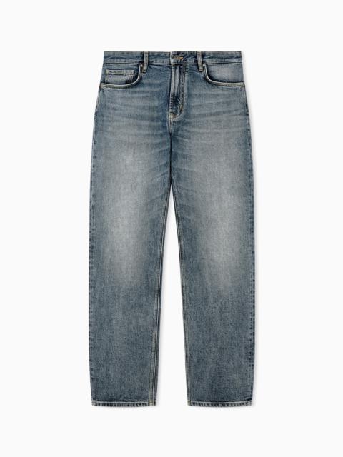 EMPORIO ARMANI FIVE-POCKET DENIM JEANS REGULAR FIT WITH WHISKERING