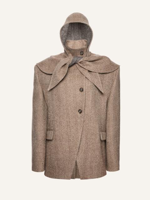 MAGDA BUTRYM Wool cape hooded blazer in chestnut