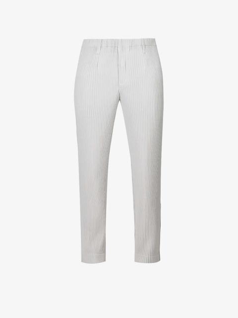 Basics pleated straight-leg regular-fit knitted trousers