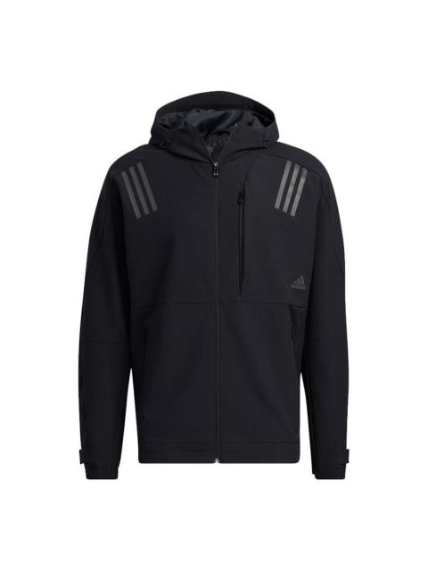 adidas Th Wv Multi Jkt Logo Printing Sports Hooded Jacket Black H39264