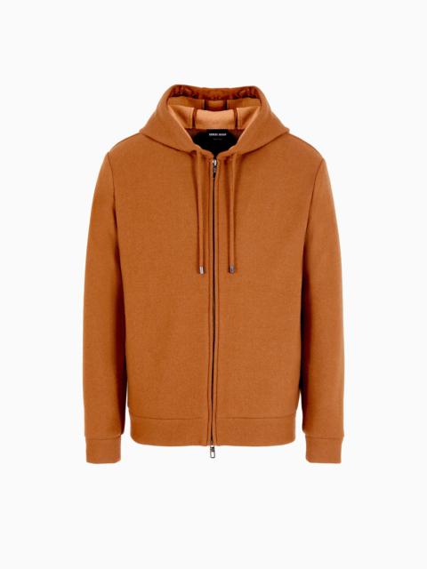 GIORGIO ARMANI GIORGIO ARMANI VICUÑA SWEATSHIRT WITH HOOD IN CASHMERE AND VICUÑA