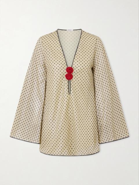 Oséree Lumière Appliquéd Polka-dot Lurex Mini Dress