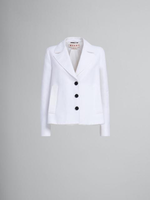 Marni WHITE A-LINE CADY JACKET WITH BACK PLEAT
