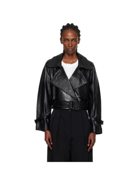 NOUR HAMMOUR Black Hatti Cropped Leather Jacket