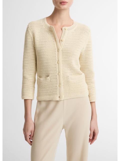 Vince Italian Cotton Crochet Cardigan