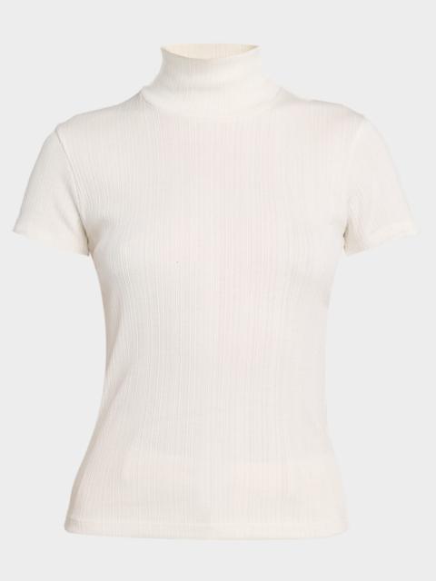Vince Ribbed Mock-Neck Top