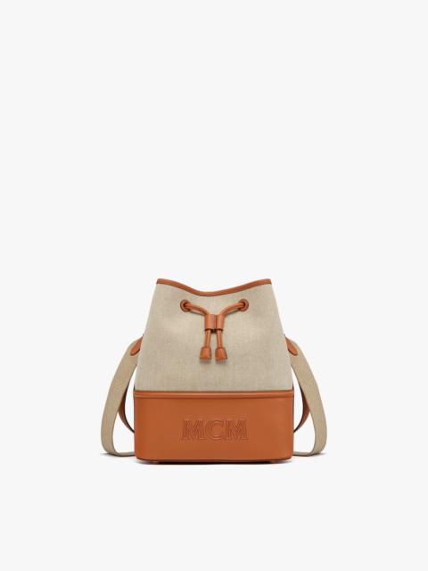 MCM Aren Drawstring Bag in Linen Leather Mix