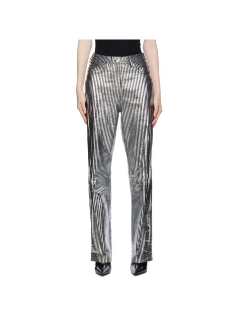 REMAIN Birger Christensen Black & Silver Striped Leather Pants