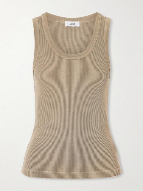 AGOLDE Poppy Ribbed Stretch Organic Cotton And Tencel-blend Jersey Tank