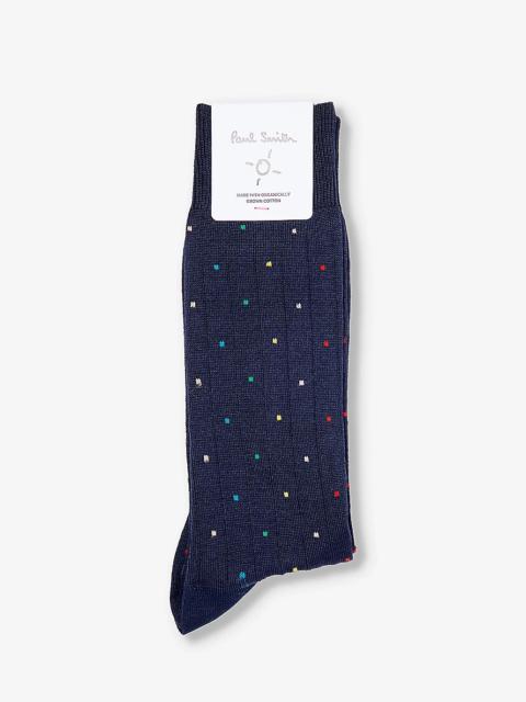 Signature dot-pattern stretch-organic-cotton blend socks