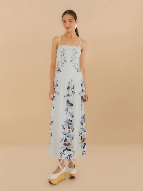 FARM RIO Off-White Mystic Blue Lotus Dreamscape Lenzing™ Ecovero™ Euroflax™ Midi Dress