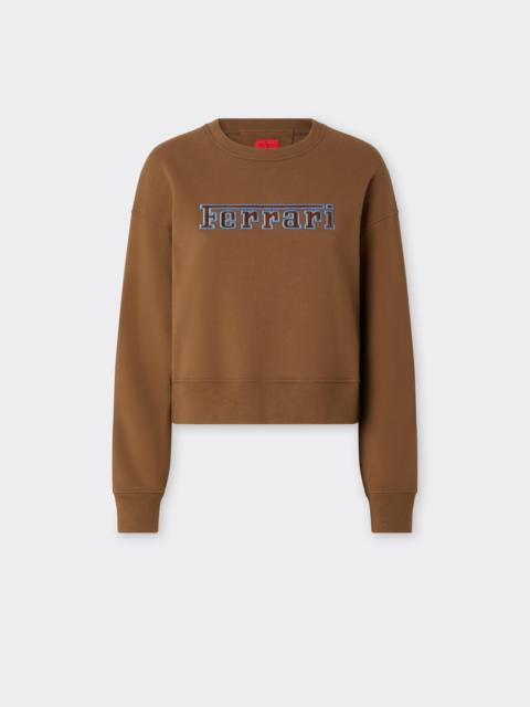 Ferrari Cotton Crew-Neck Sweatshirt with Ferrari Logo