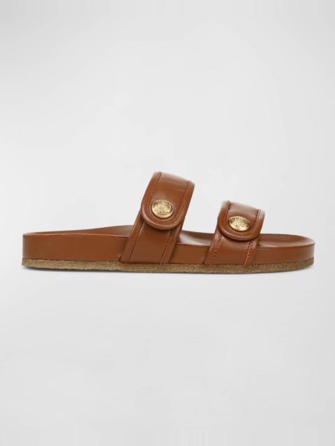 VERONICA BEARD Percey Leather Dual Band Slide Sandals