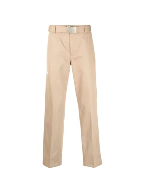 buckle-fastened straight trousers
