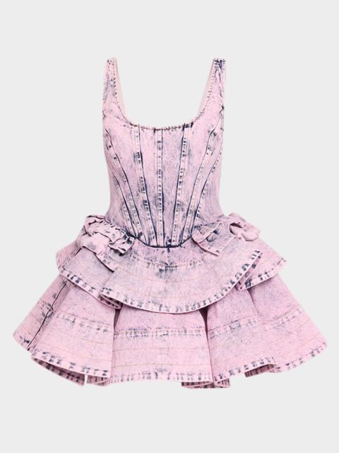 AKNVAS Kaitlyn Denim Flounce Mini Dress