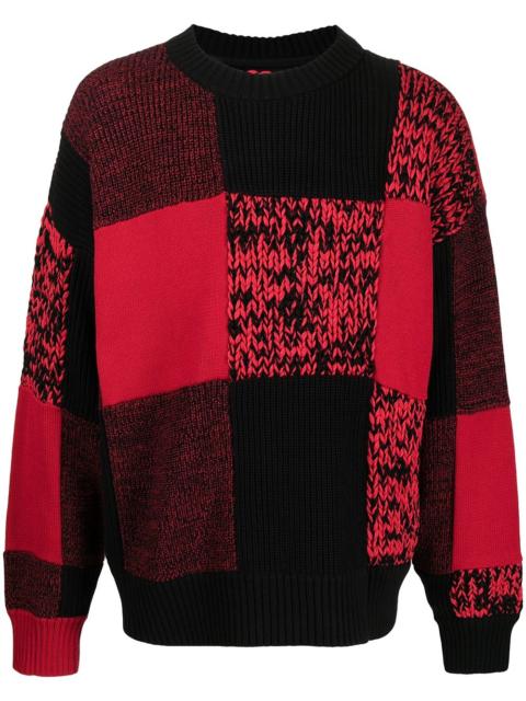 sacai checked round-neck jumper