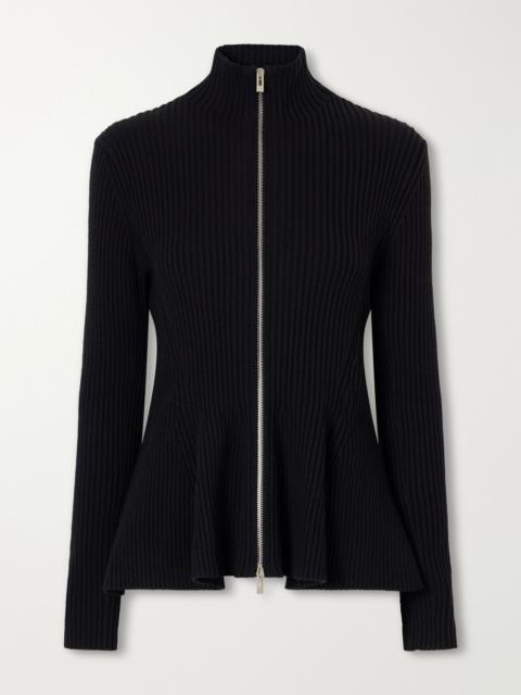 Alaïa Ribbed wool-blend zip-up cardigan Black